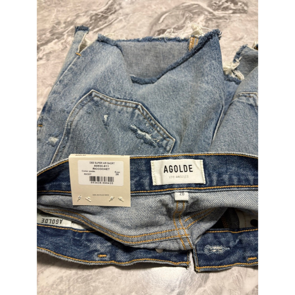 Women's AGOLDE Dee Super High Rise Jean Shorts Size 26 Blue - Picture 3 of 6